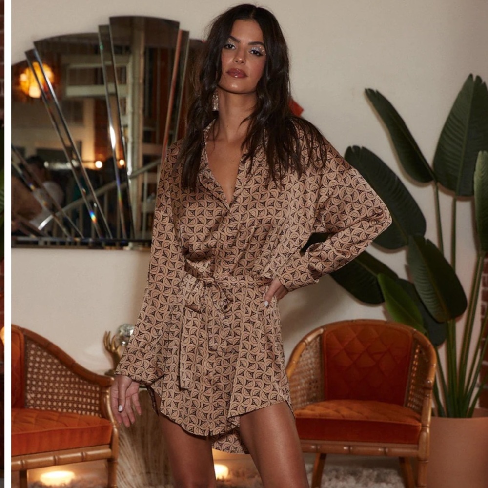 Satin Long Sleeve Dress